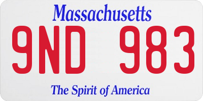 MA license plate 9ND983