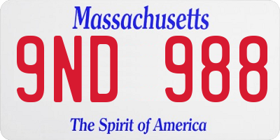 MA license plate 9ND988