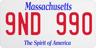 MA license plate 9ND990