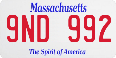 MA license plate 9ND992