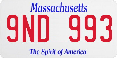 MA license plate 9ND993