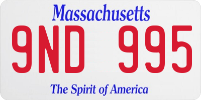 MA license plate 9ND995