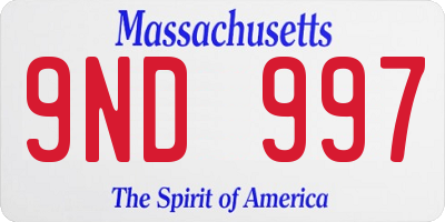 MA license plate 9ND997