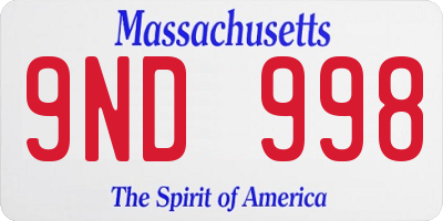 MA license plate 9ND998