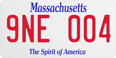 MA license plate 9NE004