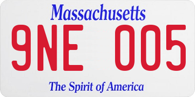 MA license plate 9NE005