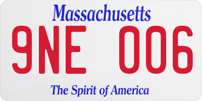 MA license plate 9NE006