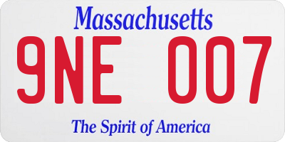 MA license plate 9NE007