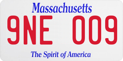 MA license plate 9NE009