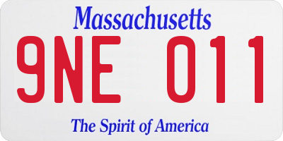 MA license plate 9NE011