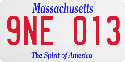 MA license plate 9NE013