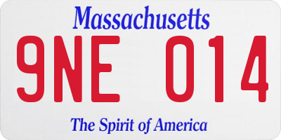 MA license plate 9NE014