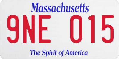 MA license plate 9NE015
