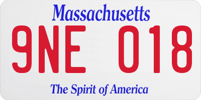 MA license plate 9NE018