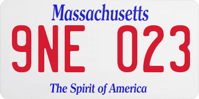 MA license plate 9NE023
