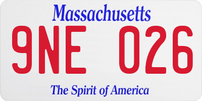 MA license plate 9NE026