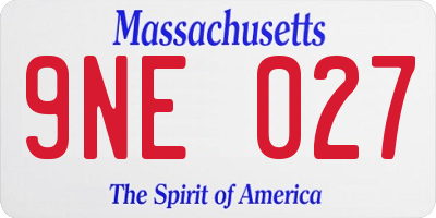 MA license plate 9NE027