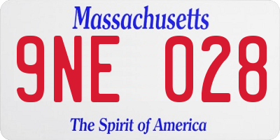 MA license plate 9NE028