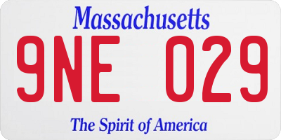MA license plate 9NE029