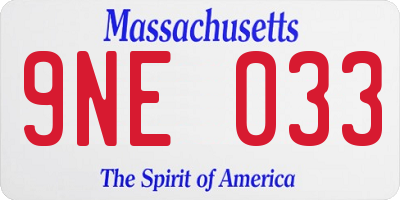 MA license plate 9NE033