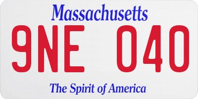 MA license plate 9NE040
