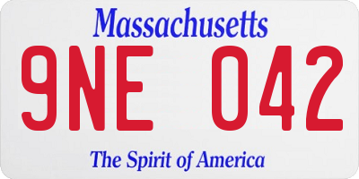 MA license plate 9NE042