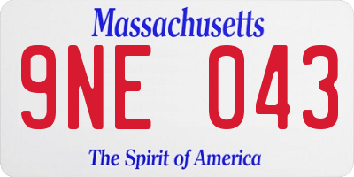 MA license plate 9NE043
