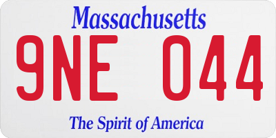 MA license plate 9NE044