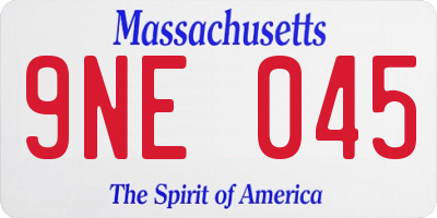 MA license plate 9NE045