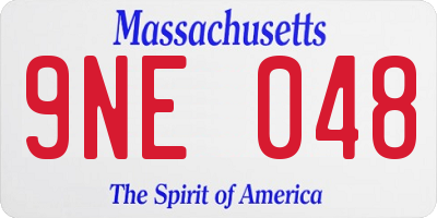 MA license plate 9NE048