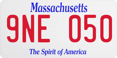 MA license plate 9NE050