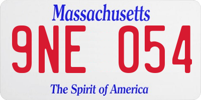 MA license plate 9NE054