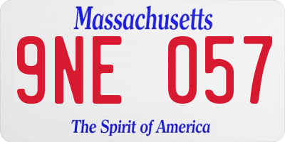 MA license plate 9NE057