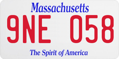 MA license plate 9NE058