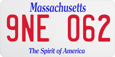 MA license plate 9NE062