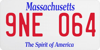 MA license plate 9NE064