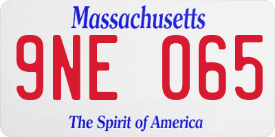 MA license plate 9NE065