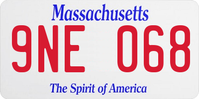 MA license plate 9NE068