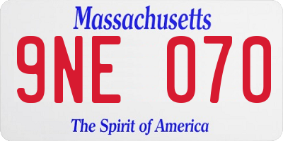 MA license plate 9NE070