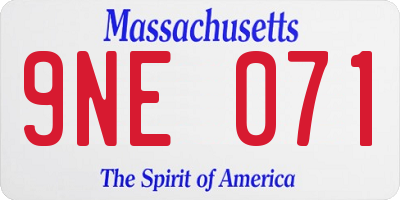 MA license plate 9NE071