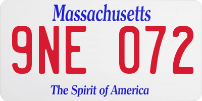 MA license plate 9NE072