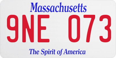 MA license plate 9NE073