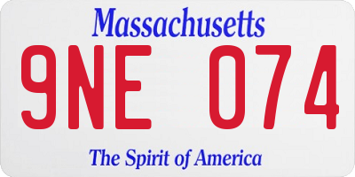MA license plate 9NE074