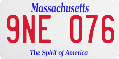 MA license plate 9NE076