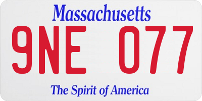 MA license plate 9NE077