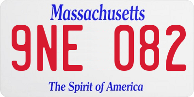 MA license plate 9NE082