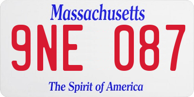 MA license plate 9NE087