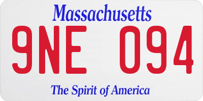 MA license plate 9NE094