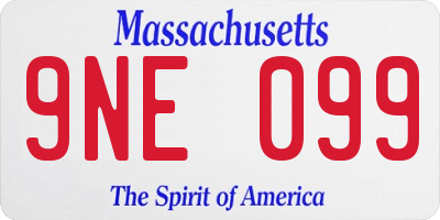 MA license plate 9NE099