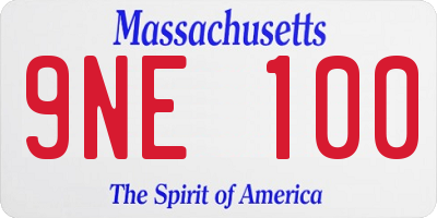 MA license plate 9NE100